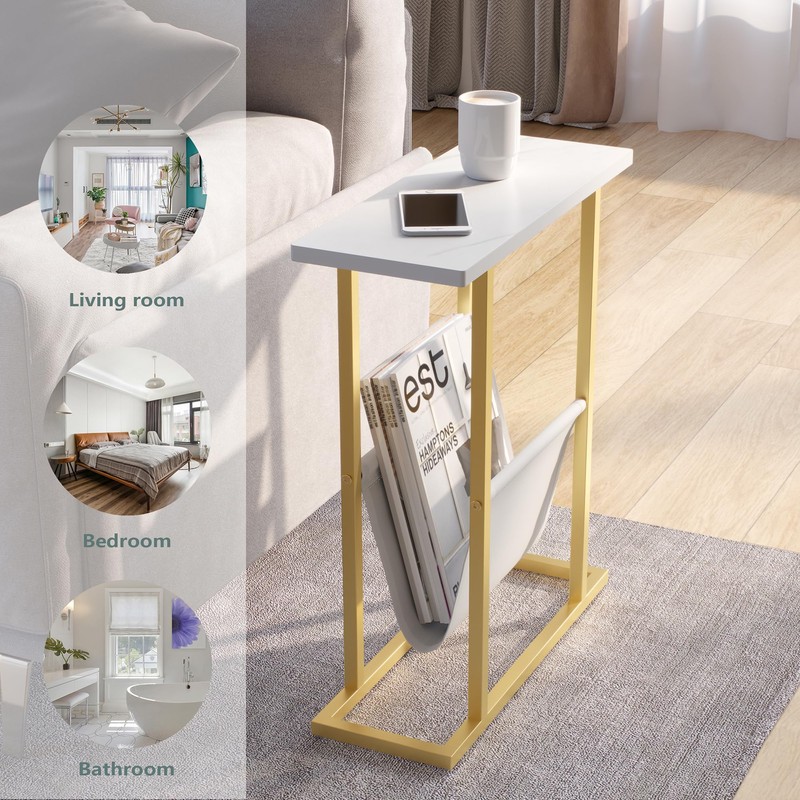 Yusong Small Narrow Side Table for Small Spaces, 17.7" W