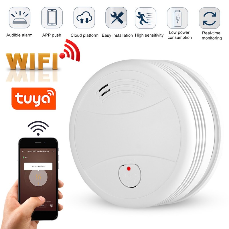 WIFI Standalone APP Smoke Alarm Photoelectric Sensor Gas Detector Voice
