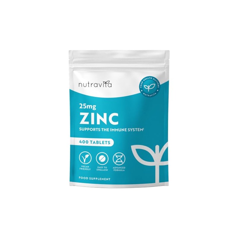 Nutravita Zinc Tablets, 25 mg - 400 Vegan Tablets -