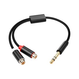 PNGKNYOCN 1/4" to 2RCA Y Splitter Cable，6.35mm TRS Male to Dual RCA Female Stereo Audio Splitter Cable for Guitars，Speaker,Home Stereo Systems（14Inch）