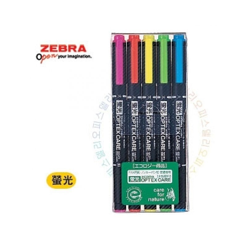 Zebra 제브라 옵텍 형광펜 5색 세트 KCR1-5C 1EA Zebra Optex