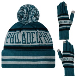 Vintage Classic Skull Cap Beanie Hat Cuffed Winter Hat Knit Comes with Warm Gloves Gifts for Men Women Fans