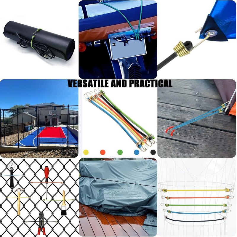 12 Pcs Small Bungee Cords with Hooks, 25cm Mini Adjustable