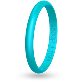 Knot Theory Aquamarine Thin Stackable Silicone Ring - 2mm Slim Wedding Band Size 4