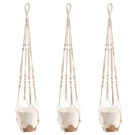 FUNSUEI 6 Inch Hanging Planters Set of 3, Self Watering Indoor Macrame Plant Hangers with Cotton Wick Rope, Hanging Planter Basket for Home Decor