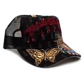 Christian Audigier Faith One-Size Unisex-Adult Truckers Cap Hat Black/Black