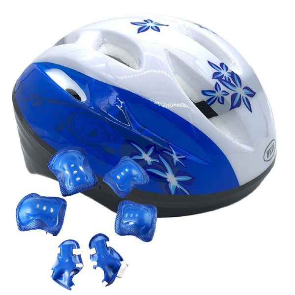 Cicogna Children's Skateboard Helmet Protector, 7 Piece Set, Cherry Blossom,