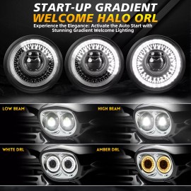 COLIGHT 4X 5.75" 5-3/4" LED Headlights Round DRL For Dodge Charger Coronet Dart Chrysler