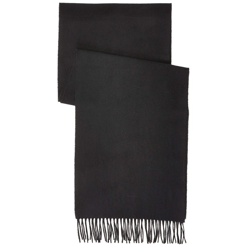 GANT Men's Unisex Solid Wool Scarf Fashion Scarf, black