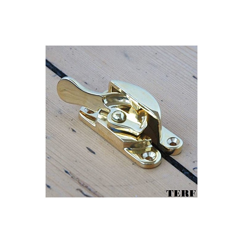 TERF® Traditional Vintage Polished Brass Sash Window Lock Catch Latch