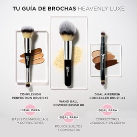 It Cosmetics Heavenly Luxe Complexion Perfection #7 – Brocha para Base y Corrector, Cerdas Suaves y Pro-Higiénicas, Ideal para Todo Tipo de Piel, Doble Cabezal