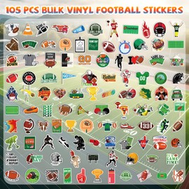 XZENTIRA 105 PCS Football Stickers Water Bottle Football Stickers Bulk Vinyl American Football Stickers for Laptop Skateboard Football Scrapbook Supplies Football Gifts Football Party Favors