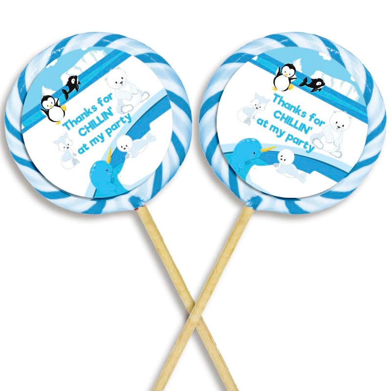 Arctic Polar Animal Friends Birthday Party Thank You Sticker Labels