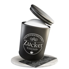 IDEALTASTIC® Premium sugar bowl, black, 1 kg with airtight seal for lump-free sugar, robust sugar container with time-saving lid, food-tested sugar bowl, vintage