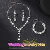 Aukmla Rhinestone Wedding Prom Jewelry Sets Silver Diamond Necklaces and