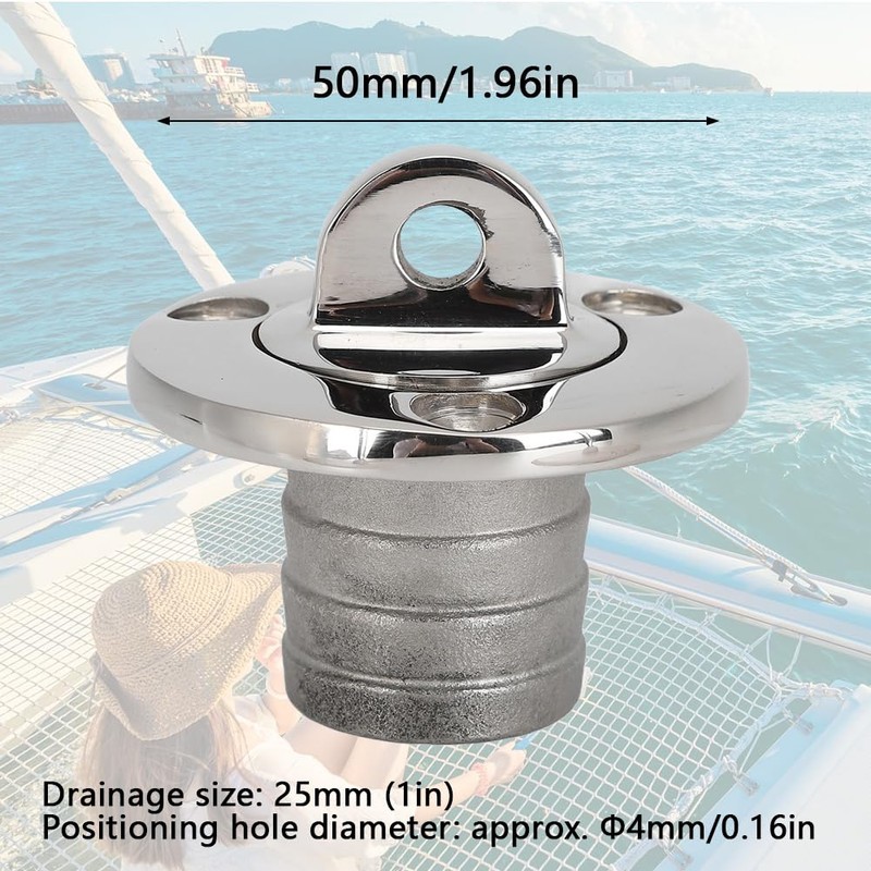 Garboard Drain Plug, 25 mm Round Stainless Steel Drain Opening