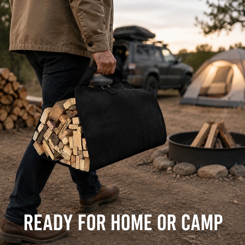 Portable Durable Firewood Storage Bag Sturdy Buckle Easy to Carry