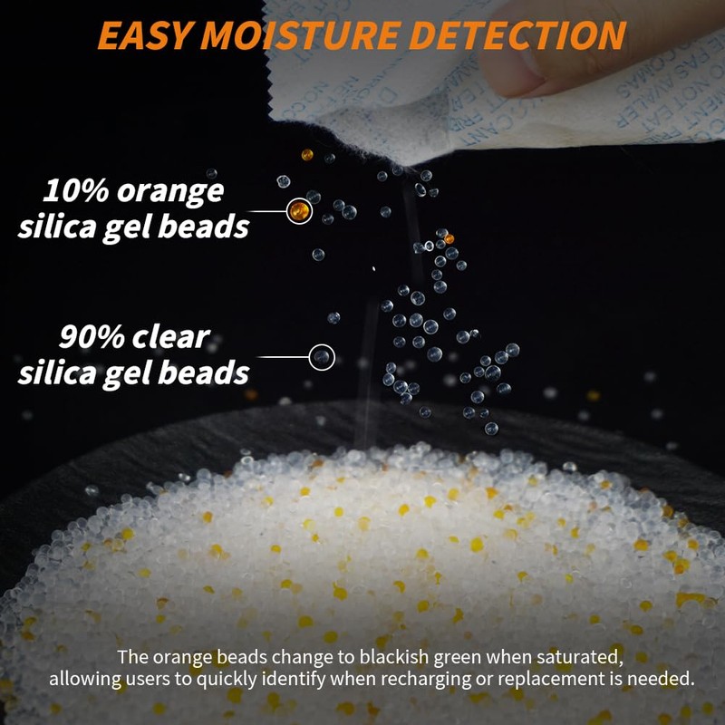 10g x 10 Packs Silica Gel Desiccant Sachets, Reusable Dehumidifiers