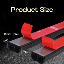 Mearo Automotive Door Weather Stripping, Car Door Rubber Seal Strip, 16.5 FT Rubber Seal Strip with Side Bulb, Universal Car Accessories Multi-Purpose Rubber Edge Trim for Car Truck SUV Doors