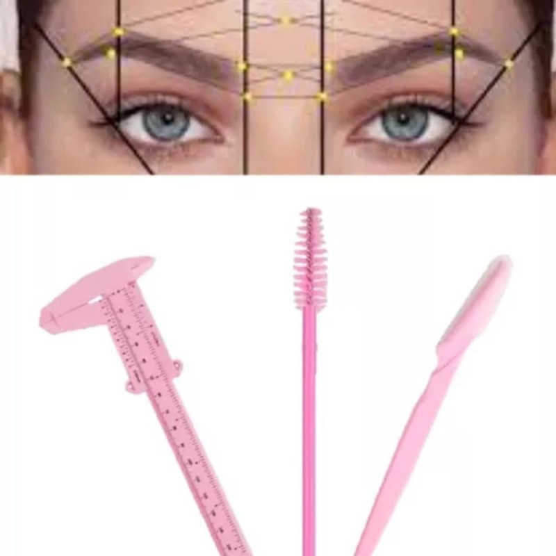 Kit Calibrador + Perfilador + Cepillo Para Diseño De Cejas
