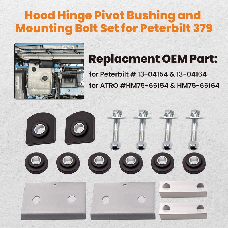 maXpeedingrods Hood Hinge Pivot Bushing and Mounting Bolt Set Kits