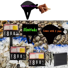 5 Pcs Fish Shape Food Labels for Party Buffet-Plastic Small Chalk Food Signs Tags for Buffet - Chalkboard Table Tent Cards - Black Catering Food Labels - Chalk Board Name Cards for Food