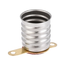 sourcing map Pack of 10 E10 Lamp Holder 19 x 13 mm DC 30 V 2 Pin Lamp Holder Screw Base with Mounting Plate Nickel-Plated Copper Silver Tone