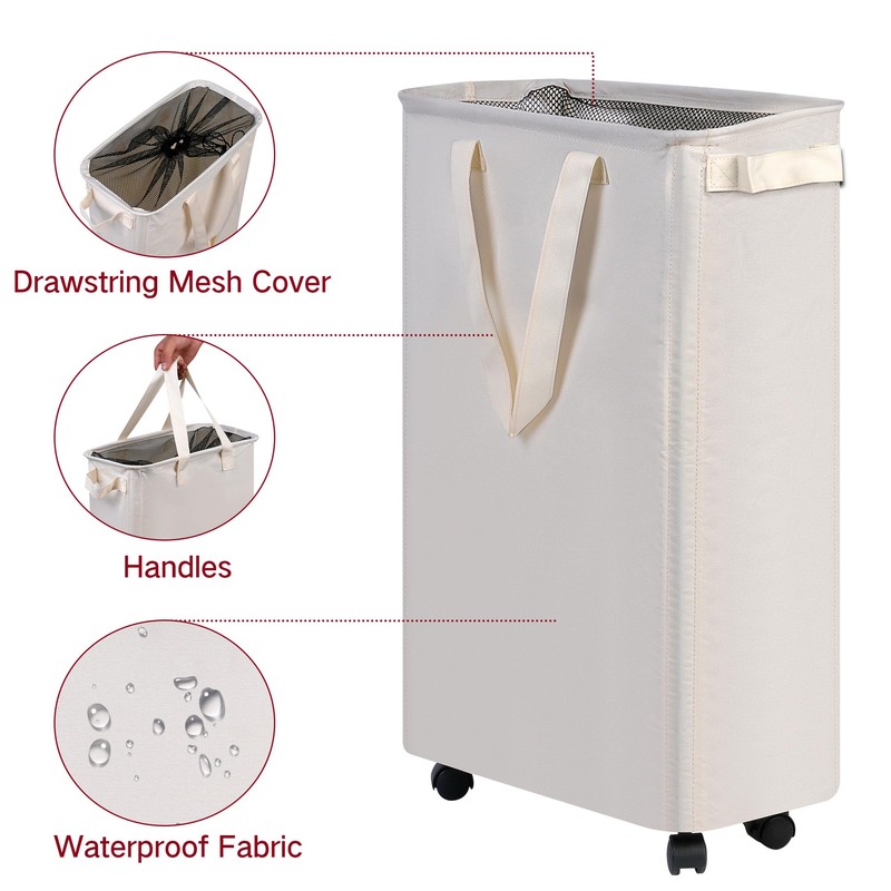 efluky Slim Laundry Hamper with Wheels, Rolling Laundry Basket for