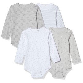 PIPPI Unisex Baby Bodysuit LS AO-Printed (Pack of 4) Shaping Bodysuit, Grey, 74, gray