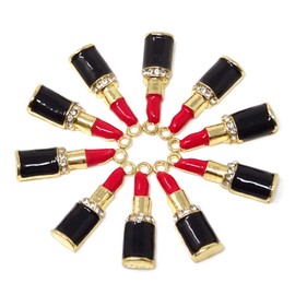 Honbay 10PCS Enamel Lipstick Charms Pendants for Jewelry Making or DIY Crafts (Lipstickx10)