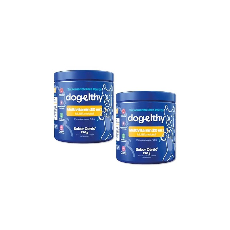 Dogelthy Multivitamin 20 en 1. Suplemento Multivitamínico para Perros