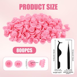 Glue Rings Cup for Eyelash Extensions 800 PCS Disposable Lash Volume Glue Holder Ring with 2 Tweezers Tools for Makeup Grafting and Eyelash Extension (Pink)