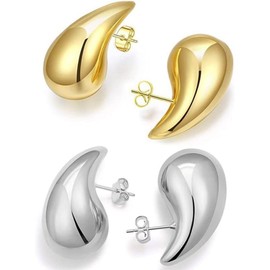 MAJALE - Drop earrings made of silver and gold, gold earrings in gold and silver, lightweight, gold-plated and silver-plated, golden drop earrings, drop earrings, small gold earrings, Gold-plated and