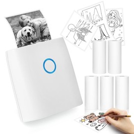 JADENS Mini Sticker Printer-2 Inch Bluetooth Thermal Pocket Printer,Inkless Portable Printer for Study Notes,Photos, Memos,Lists,Christmas Gifts:_1 Printer(White)+5 Roll label