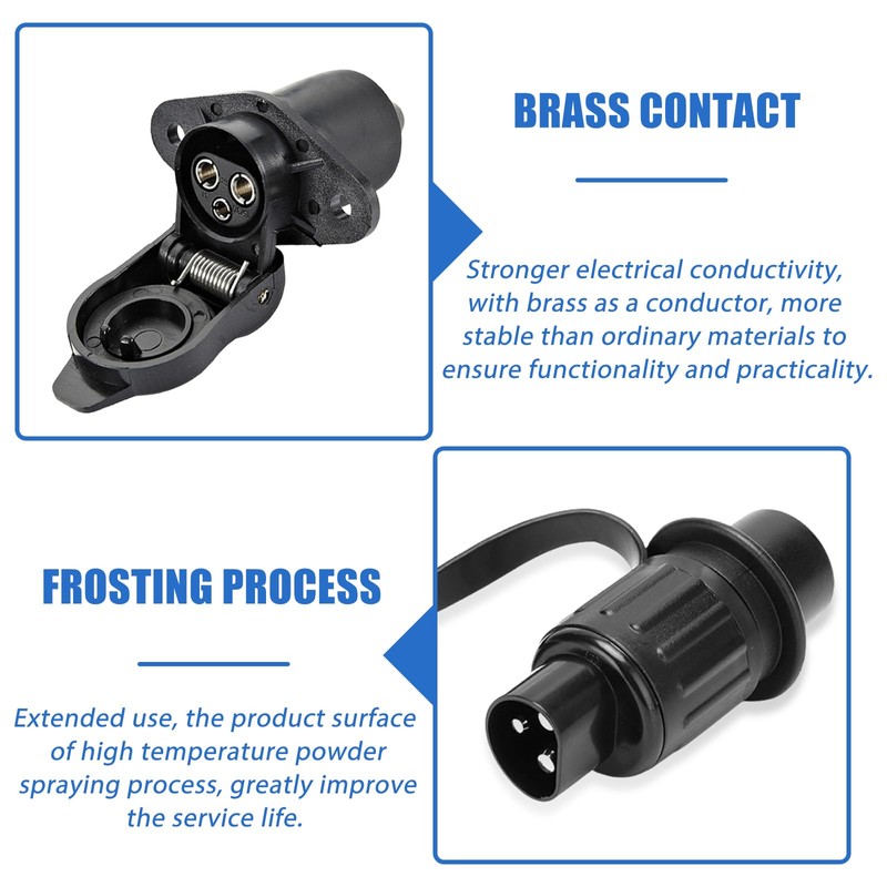 Trailer Plug 3-Pin Socket 12 V Socket 3-Pin Flat Three-Pole