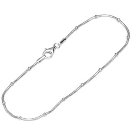 NKlaus (38-80 cm necklace and or (19-27 mm) snake chain bracelet, 925 sterling silver balls, 1.2 mm, Sterling Silver