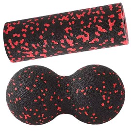 TzzXzz Fascia Ball and Fascia Roller Mini Set, 2-Piece Small Massage Ball Set, Fascia Tool for Effective Fascia & Trigger Point Treatment for Spine, Acupressure Plantar Fasciitis (Red)