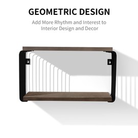 Adowes Floating Nightstand 2 Pack Metal Geometric Modern 2 Tier Nightstand for Wall Minimalist Floating Bedside Tables Bedroom Side Table Bedside Shelf Small Night Stand Weathered Walnut