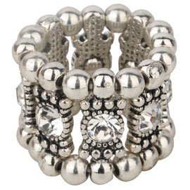 YACQ Women's Stretch Band Rings Fit Finger Size 6-1/2 to 9 - Soft Elastic Band Perfect for Arthritis - Silk Scarf Holders - Lead & Nickle Free - 4/5 Inch Wide, Crystal