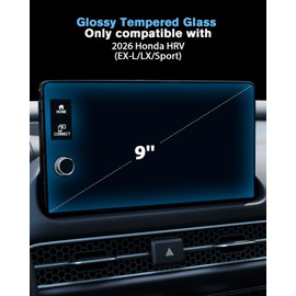WEIPIN For 2026 Honda HRV (EX-L/LX/Sport) Screen Protector 9 Inch Glossy Tempered Glass Touchscreen *1 Accessories 9H Hardness Glass - No More Scratch&Fingerprint