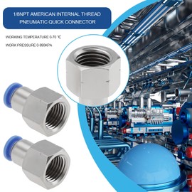 EMSea 4Pcs 6mm Tube OD x 1/4" NPT Female Thread Push Fit Pneumatic Connecter Adapter, Straight Push to Connect Air Fittings Adapter