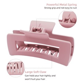 MORIKOKI Pink Jumbo Claw Clips, Large Hair Clips for Thick/Thin Hair, Strong Hold Nonslip Banana Hair Clips for Women Girls, 3 Count