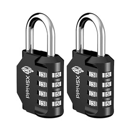 XShield 4-Digit-Padlock-Pack-of-2 Combination, Black, Pack of 2, Set of 2 Pieces