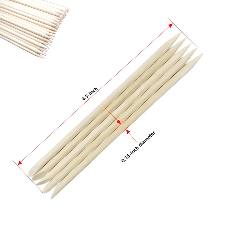100-Count Double-Ended Nail Art Sticks - Natural Wood Cuticle Pusher