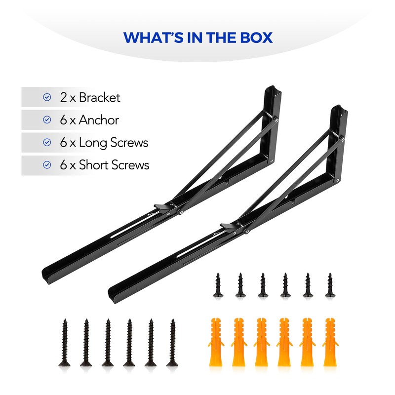 Ravinte -2 Pack 20 Inch Folding Shelf Brackets – Matte