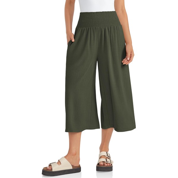 TARSE Women's Linen Pants High Waisted Casual Capris Cropped Pants