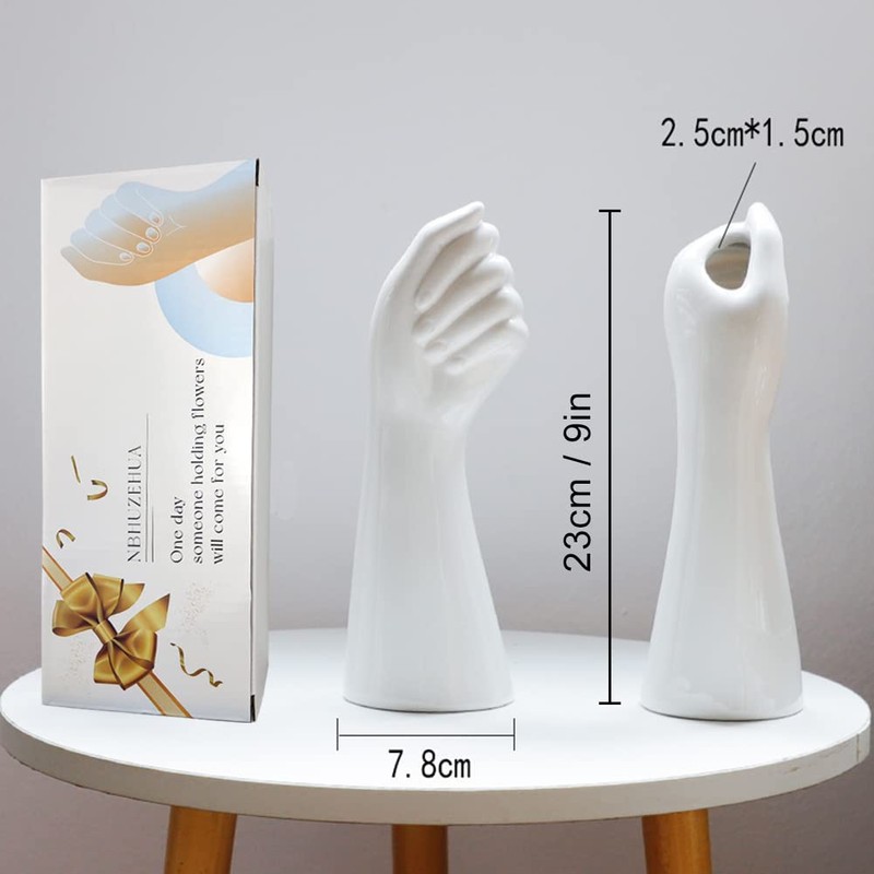 White Ceramic Vases Hand Bud Flower Vase for Decor Hhydroponic