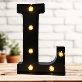 Hirbisnis Led Light Up Letters, 26 Alphabet Marquee Letter Lights, Small Letters with Lights, Battery Powered Lettered Lights for Party, Table, Wall Decor (Letter-L)