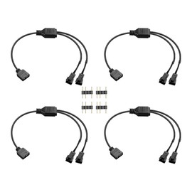 GINTOOYUN 4 pieces 1 to 2 ARGB splitter cable, 5 V, 3 pin female to two SM 3 pin male addressable RGB splitter cable for LED light strips, 5 V ARGB fans, computer cases, etc. (11.8 inches) (style 1)