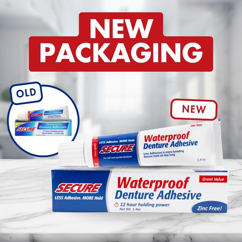 Secure Secure Waterproof Denture Adhesive - Zinc Free - Extra